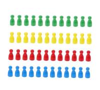 Milisten 48 pièces Jeu de Bois Forme Humaine pour Échecs et Jeux de Société Accessoires Éducatifs Couleurs Rouge Jaune Bleu Vert pour Garçon Fille Développement et Créativité