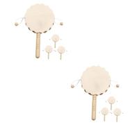 Milisten 4pièces Rattle-drum Bois Non Pour Garçon Fille Jouet Musical Bois à Peindre Bricolage Créatif Tambour à Secouer Pour Activité Manuelle Éducative