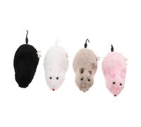 Milisten 4pièces Souris Factice Peluche avec Mécanisme à Remonter pour Chat Jouet Réaliste Intérieur Et Interaction