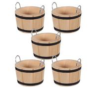 Milisten 5 Pièces Miniature Wooden Buckets Set Tiny Dollhouse Barrels with Handles for Miniature Toy Kitchen Garden and Dollhouse Accessories