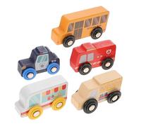 Milisten 5 pièces Voitures Bois Miniatures pour Garçon Fille Jouets Cognitifs Bois Véhicules Portables pour Garçons et Filles pour et Fêtes