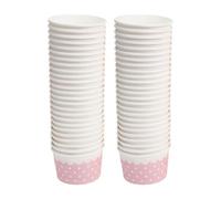 Milisten 50 Pièces Bols à Crème Glacée en Papier Jetables 200 Ml Coupe à Dessert Moyen Motifs Fleurs et Pois Rose pour Fêtes Glaces Yaourts et Gelées
