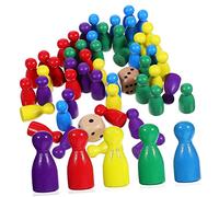 Milisten 50 Pièces Jeu de Société Bois de Échecs Colorés Humaine Dés Accessoires Ludiques pour Intelligence