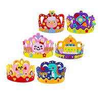Milisten 6 ensembles Kit DIY Couronnes Non Tissées pour Garçon Fille Accessoires de Fête Danniversaire Chapeaux à Créatif pour Garçons et Filles
