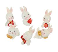 Milisten 6 Pièces Décor de Gâteau Pâques Figurines de Lapin Résine Miniatures Ornements de de Cupcake Adorables pour Décoration de Fête