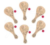 Milisten 6 Pièces Raquette à colorier Bande de poignée de Raquette Boules de pagaie pagaies et Ballon pour Enfants pagaie avec Ballon pour Les Enfants Bois