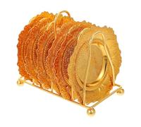 Milisten 7 Pièces Plateau Porte-aliments en Fer Doré avec Support de Rangement, Assiettes D'apéritif Petites Assiettes pour Fruits Secs et Snacks, Vaisselle Maison Fête et Bureau