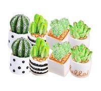 Milisten 8 pièces Miniature Cactus Potted Plants for Dollhouse Decor Realistic Small Faux Succulent Ornaments for Office and Home Mini Garden