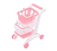Milisten 8 Pièces Miniature Children's Supermarket Shopping Cart Set Lightweight Dual-Layer Grocery Play Trolley for Pretend Role Play and Storage Portable Toy for Interactive Learning