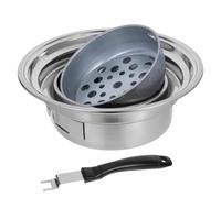 Milisten à Barbecue Rond Acier Inoxydable Poêle de Camping Portable pour BBQ Intérieur Extérieur Parfait pour Picnics et