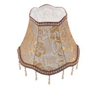 Milisten Abat-jour DIY en Tissu Floral 25 Cm avec Pompons Perlés Dorés, Abat-jour de Rechange pour Lampe de Chevet et Lampadaire, Accessoire Déco Européen pour Salon et Chambre