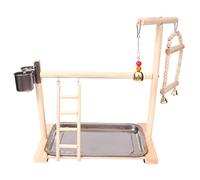 Milisten Aire de Jeux pour Perroquet et Acier Inoxydable avec Bol Alimentation Balançoire Échelle et Cloche pour Escalade et Aventure Oiseaux Cage