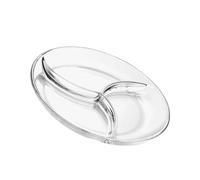 Milisten Assiette de Service à Dessert en Verre Trempé 3 Compartiments, Petite Taille Transparente, Plateau Multi-usages pour Fruits, Collations et Salades, Vaisselle Cuisine Pratique