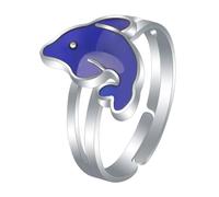 Milisten Bagues d'Humeur Thermochromiques Dauphin Anneau Ouvert Réglable en Alliage de Zinc et Acrylique Bague Couleur Changeante pour Doigt Accessoire Costume Halloween et Soirées à