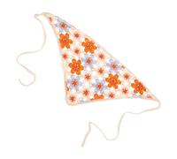 Milisten Bandeau à Fleurs au Crochet pour Femmes, Foulard Cheveux Ajouré Orange, Bandeau Turban Tricoté Léger et Respirant, Accessoire Cheveux Bohème pour Activités Quotidiennes