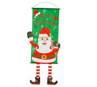 Milisten Bannière de Porte de Noël Suspendue avec Motifs Aléatoires Ornements Tissu pour Décoration de Porche Fanion Santa et Bonhomme pour et