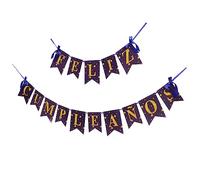 Milisten Bannière Guirlande Anniversaire Papier Bleu Décoration Suspendue pour Fête Danniversaire Lettre Espagnole pour Ambiance Festive