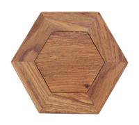 Milisten Base Décorative en Bois Massif Hexagonale 10x12x3cm pour Pot De Fleurs Rond, Piédestal D'affichage Multifonction pour Objets d'art, Bureau Et Salon