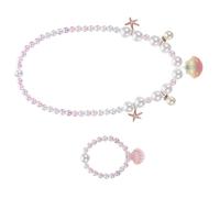 Milisten Bijoux Coquillages Pour Garçon Et Filles Collier Pour Filles Taille Petite Ensemble De Bracelets Rose Accessoires De Fête Déguisement Vêtements De Déguisement 2 Pièces