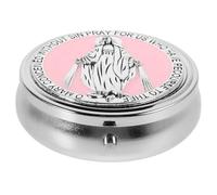 Milisten Boîte à Bijoux Chapelet Métallique Compacte Pour Garçon Et Filles, Coffret De Communion Rond Rose, Rangement Polyvalent Pour Petits Objets Religieux