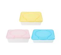 Milisten Boîte de Lingettes Bébé 3 Pièces Réutilisable, Portable en Plastique PP, Distributeur Pratique pour Chambre d'Garçon et Filles, Salle de Bain, la Cuisine et Couleur