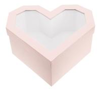 Milisten Boîte Présent de Cœur Polygonale avec Fenêtre Transparente, Couleur Rose, pour Emballage de Fleurs et Compositions, pour Saint-valentin et Anniversaires, Coffret Décoratif