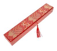 Milisten Boîte Présent en Tissu Style Chinois 10 Pouces Rouge Motif Vague et Nuage, Étui de Rangement pour Éventail Pliant avec Couvercle, Conteneur Délicat et Compact pour Accessoires