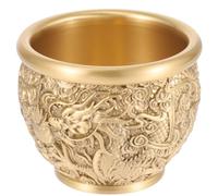 Milisten Bol Décoratif Chinois en Laiton 283g, Petit Bassin de Richesse à Motif Dragon, Centre de Table Feng Shui pour Maison et Bureau, Bol Trésor Traditionnel pour Décoration Intérieure