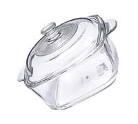 Milisten Bol en Verre Trempé Carré 1 L Couvercle et Double Poignée, Récipient Alimentaire Transparent pour Conservation de Légumes et Fruits à Usage Domestique et Professionnel