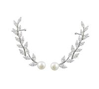 Milisten Boucles d'Oreilles Créoles Feuille Synthétique à Clip, Paire pour Cortège Nuptial et Témoignage d'Amitié, Élégantes pour Femmes et Filles