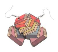 Milisten Boucles D'oreilles Pendantes en Bois Forme Cœur 3d, Boucles D'oreilles Littéraires pour Femmes, Bijoux Fantaisie pour Enseignants et Étudiants, Accessoire Original pour Événements