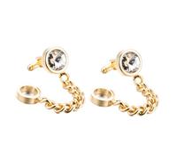 Milisten Boutons de Manchette Homme en Cristal Doré Chaîne, Accessoires Chemise, Boîte de Stockage pour Voyage, Adaptés aux Occasions Professionnelles et Cérémonies