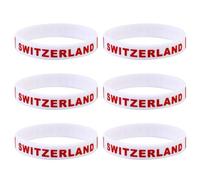 Milisten Bracelet Drapeau National 6Pcs Bracelets En Silicone Drapeau De Pays Bracelet Drapeau Suisse Bracelet De Sport En Caoutchouc Suisse Pour De Sport International Course Football