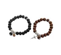 Milisten Bracelets pour Amoureux en Bois 2pcs Perles Élégantes Design Créatif Confortables à Porter Attirent L'attention pour Fête Homme Famille