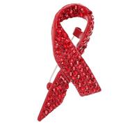 Milisten Broche à Épingle en Alliage Cristal, Ruban Rouge de Sensibilisation Cancer du Sein et Sida, Bijou Femme pour Journée Mondiale, Symbole de Soutien et Épinglette de Revers