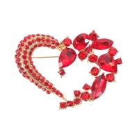 Milisten Broche cœur en métal et strass pour femme, accessoire de mode, idéal pour la Saint-Valentin, un mariage, une amitié ou un amour.