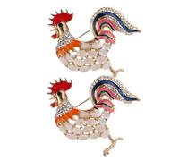 Milisten Broche Œil-de-chat 2 Pièces en Cristaux Étincelants, Épingles en Émail Coq pour Vêtements et Accessoires, Bijou Animal Élégant, Présent Féminin Humoristique