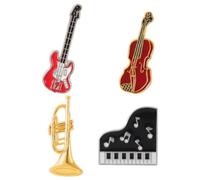 Milisten Broche Musicale en Alliage, Assortiment de 4 Pins Rétro en Émail Guitare et Violon, Accessoires Légers pour Vêtements, Paquet et Chapeaux, Faciles à Fixer, Dimensions 3,3X1,2 CM,
