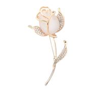 Milisten Broche Rose en Alliage Doré, Épingle Élégante Décorative pour Vêtements et Accessoires, Motif Fleur de Rose Œil de Chat, Bijou Léger pour Mariage et Occasions Festives