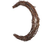 Milisten Cadre de Couronne en Rotin Naturel 30 CM Forme Lune pour Atelier Créatif Familial Décoration Murale