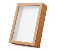 Milisten Cadre Photo 3D 7 Pouces en Bois Naturel, Boîte à Souvenirs pour Fleurs Séchées et Spécimens, Vitrine Décorative pour Mariage, Cadre Floral Artisanal Profondeur 3 Cm