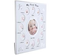 Milisten Cadre Photo Bébé 12 Mois Blanc Cadre Photo pour -Né 12 Emplacements Mensuels Support de Croissance Bébé pour Souvenirs de Première Année Présent Naissance Garçon et Filles