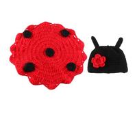 Milisten Cape Coccinelle pour Bébé -Né Accessoire Photo Crocheté Doux et Élastique pour Séance Photo Naissance Unisexe Chapeau Coccinelle pour Shooting Bébé Présent Shower
