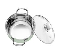 Milisten Casserole à Soupe en Acier Inoxydable Vert avec Double Poignées, Résistance Haute Température et Absorption Optimale Chaleur, pour Marmite Maison