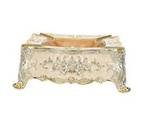 Milisten Cendrier Décoratif Européen en Plastique Robuste Motif Floral en Relief, Cendrier Carré 17,5 X 17,5 Cm, pour Terrasse et Intérieur, Grand Espace pour Cendres, Style Rétro