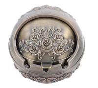 Milisten Cendrier Métallique Créatif avec Couvercle Petit Format Rond Couleur Bronze Rose Cendrier D’intérieur Anti-Odeur Résistant aux Chutes Pratique pour Salon et Bureau