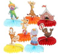 Milisten Centre de Table Nid D’Abeille pour Fête Carnaval - Décoration Table Animaux de Spectacle Éléphant Girafe Clown - Accessoires Légers et Portables pour Anniversaire et Fête Foraine