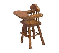 Milisten Chaise Haute Miniature Bois pour Poupées Accessoire Éducatif Décoratif pour Anniversaire et Photographie Finition Sûre et Détails Chaise Haute pour Garçons et Filles