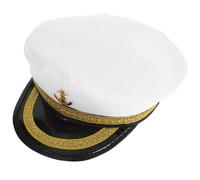 Milisten Chapeau de Capitaine Blanc Bande Dorée Ajustable, Accessoire de Costume Marin Unisexe, Protection Uv, pour Fête Costumée, Navigation et Soirée à Thème Nautique