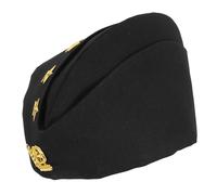 Milisten Chapeau Marin Russe Noir à Pointe Étoile Jaune et Épis Chapeau de Capitaine Militaire pour Fête et Spectacle Accessoire de Costume Unisexe pour Adultes